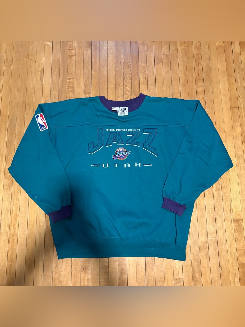 Lee Teal and Purple Utah Jazz Crewneck Sweatshirt